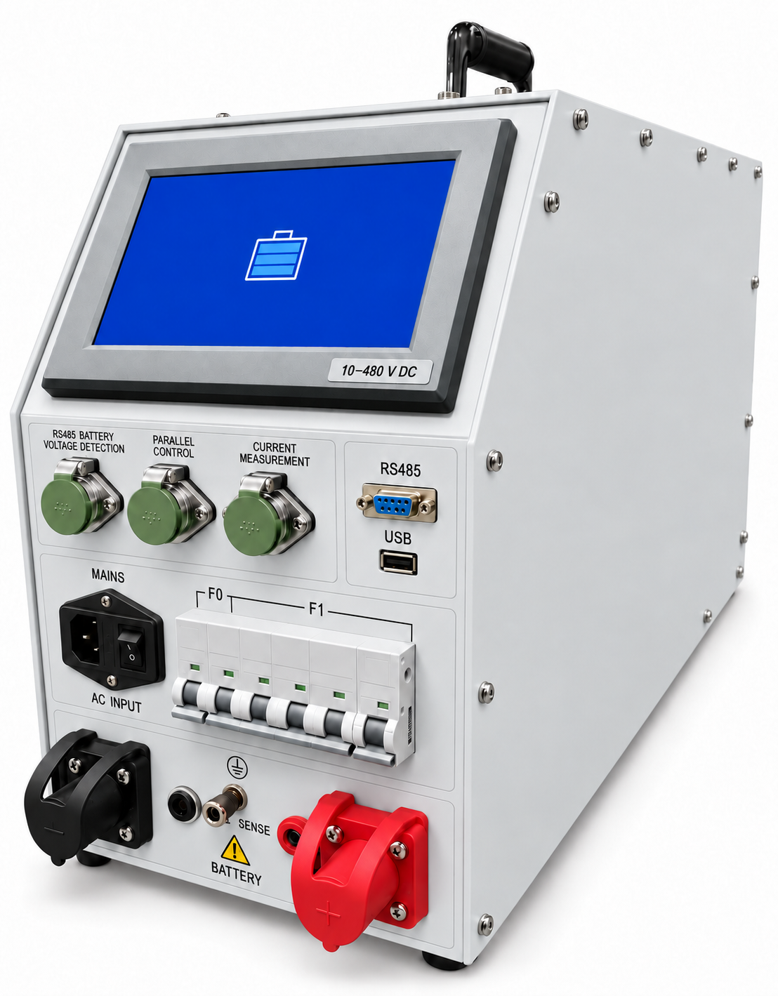 White 10–480 V DC battery discharge and capacity tester
