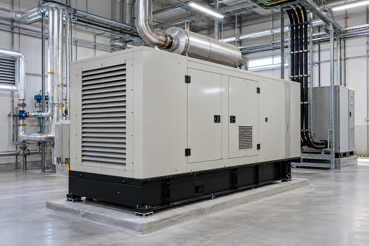 Industrial standby diesel generator installation